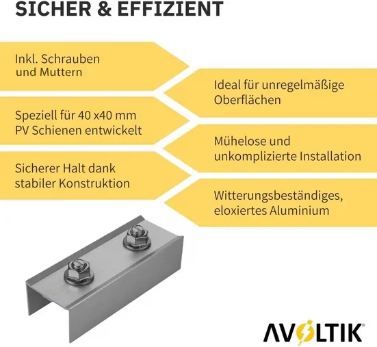 AVOLTIK C-Profilverbinder für PV Montageschiene Schienenverbinder