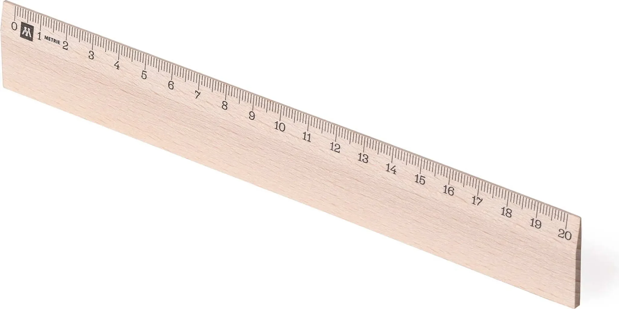 Metrie Holzlineal 20 cm – Buchenholz, einseitig
