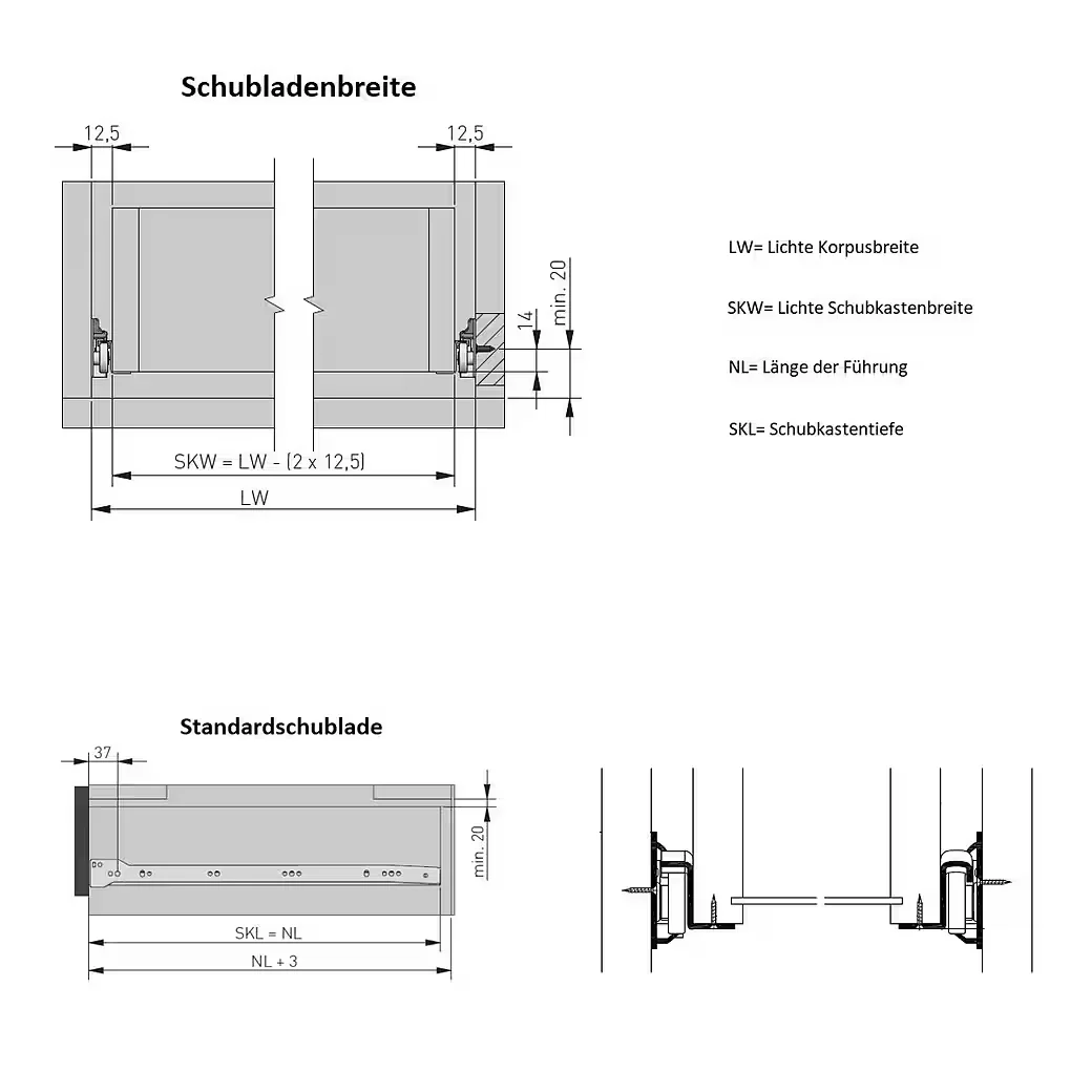 MS BESCHLÄGE Teleskopauszug Rollschubführung Schubladenauszug 4 teilig