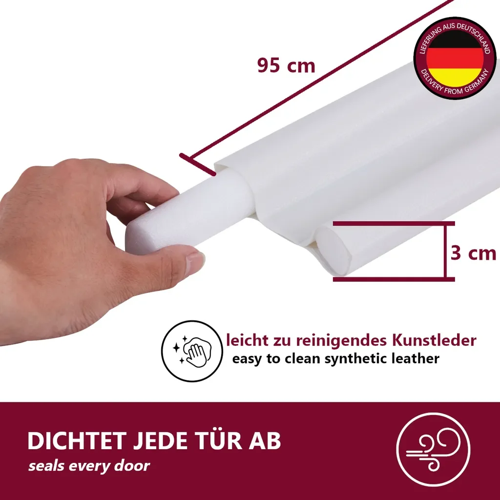 HOOZ Zugluftstopper Türdichtung für Türen, zuschneidbar, weiß