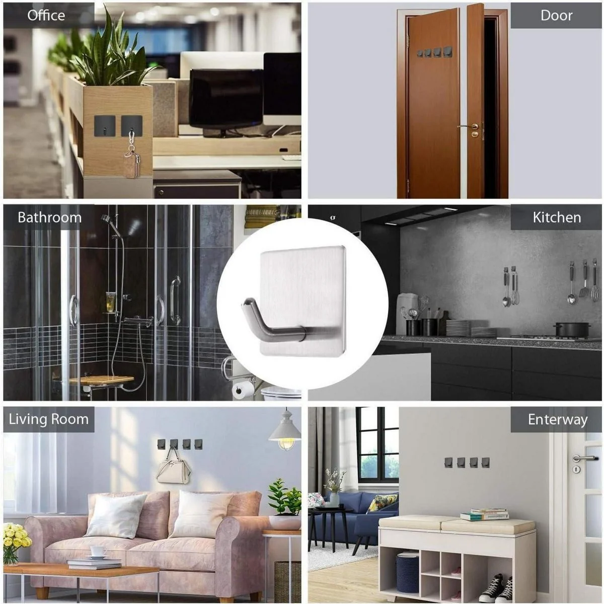 LUXUSKOLLEKTION Handtuchhaken selbstklebend SUS304 4er Set Silber