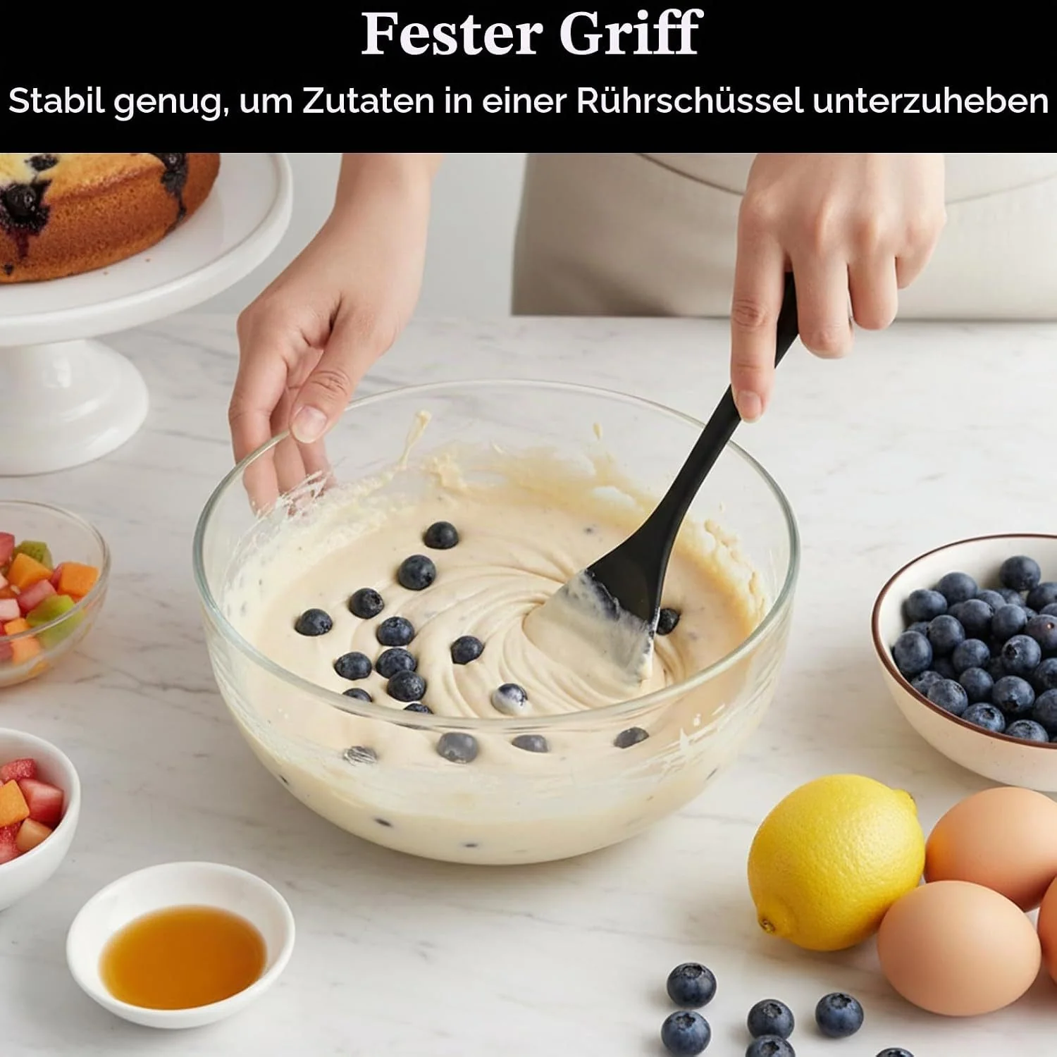 FELIXLEO Silikon Kochlöffel Set 6 Stück, 27 cm, schwarz, hitzefest