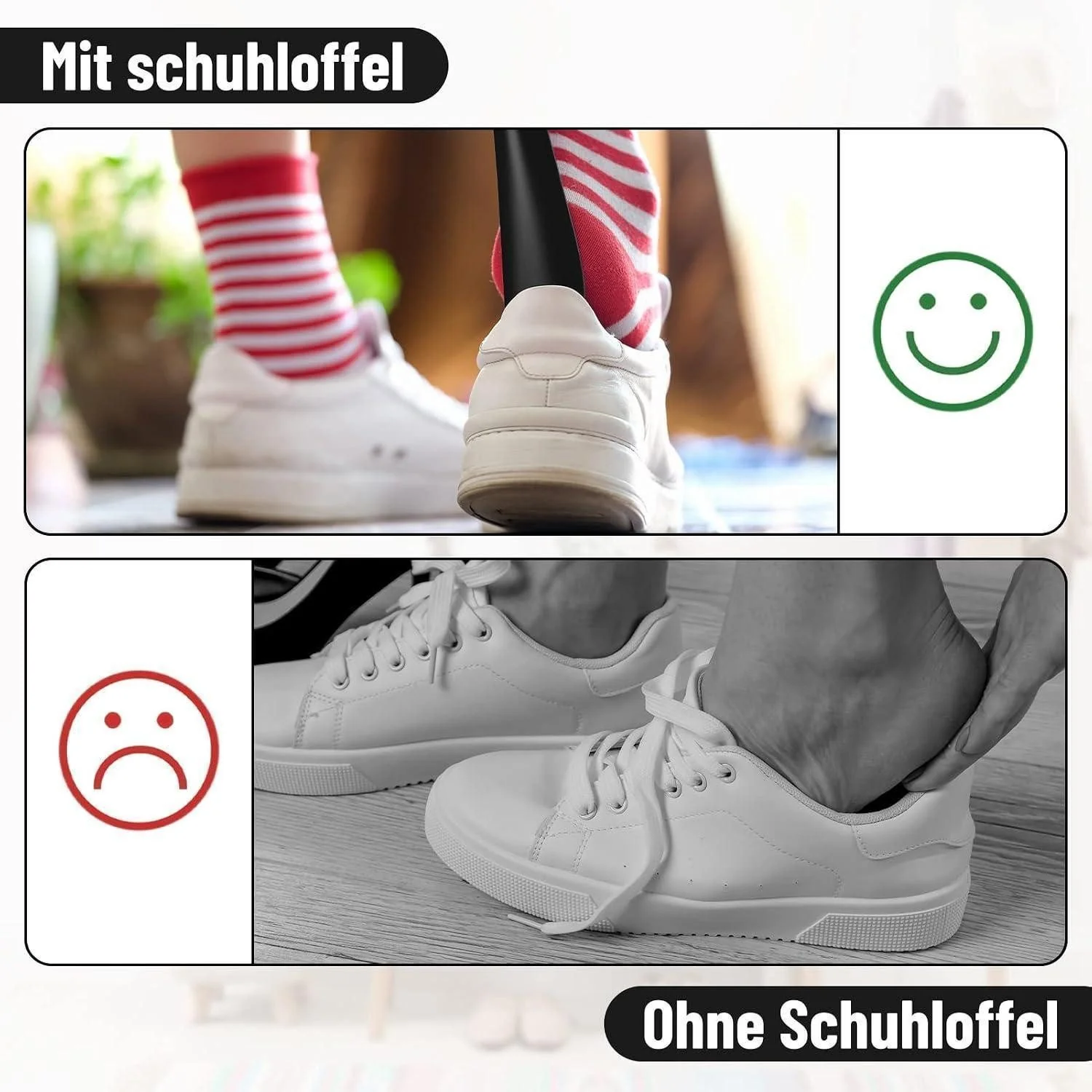 LUXUSKOLLEKTION Schuhlöffel Set 2er Metall 16 cm klein mit Loch