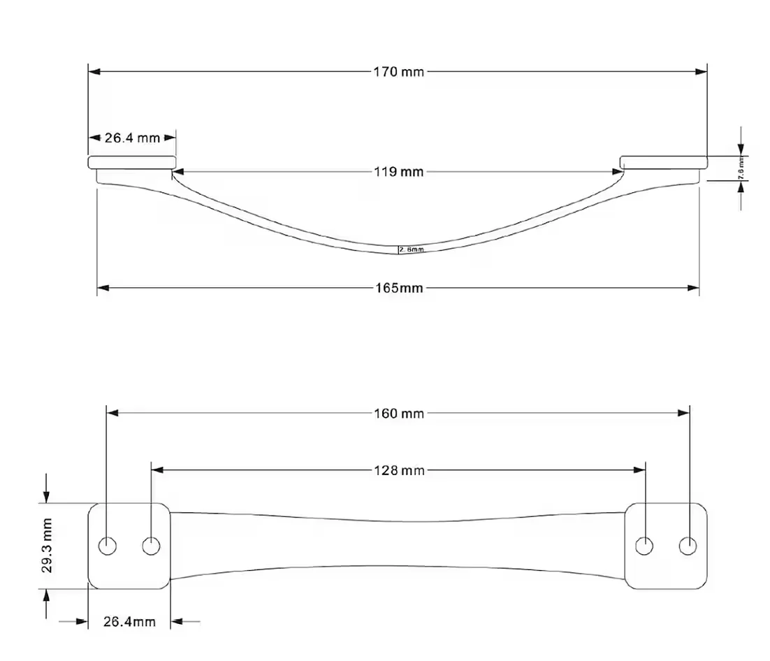 LIVINGPOINT24 Möbelgriff BA 160 mm dunkel gebürstet Industrie Design