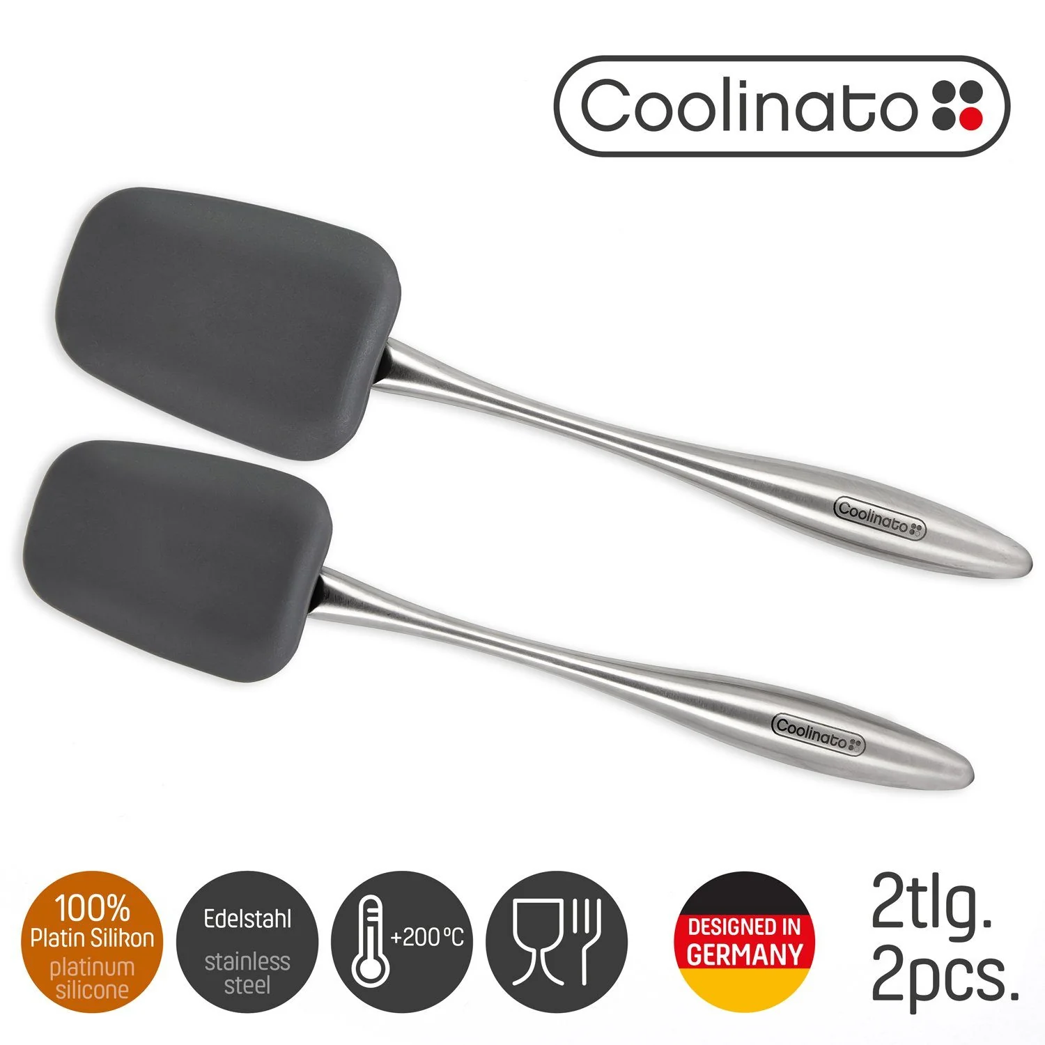 COOLINATO Servierlöffel Set 2tlg aus Edelstahl Kochlöffel