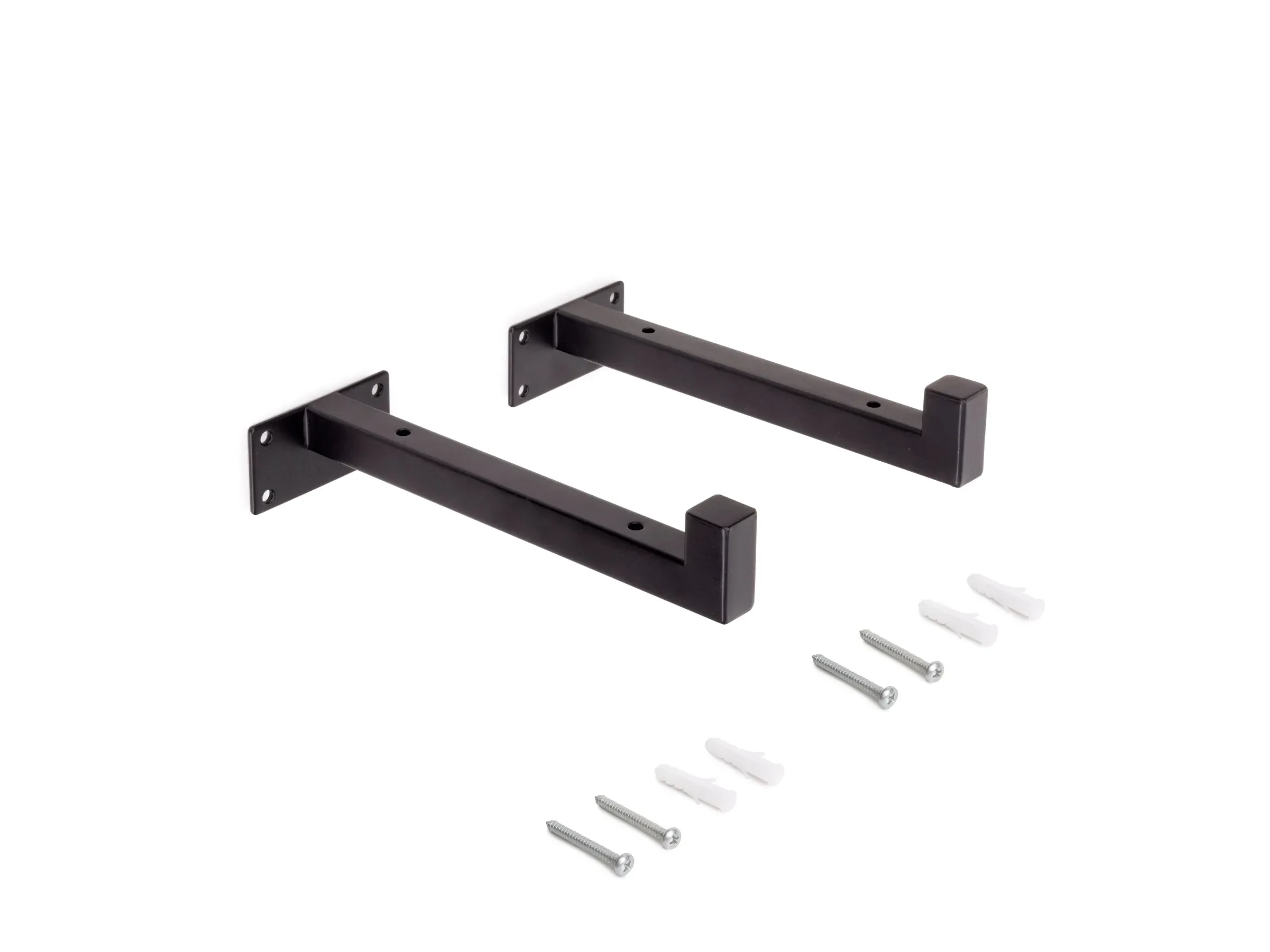 Emuca Regalträger Set für Holzregale, Vierkantrohr, Stahl, schwarz