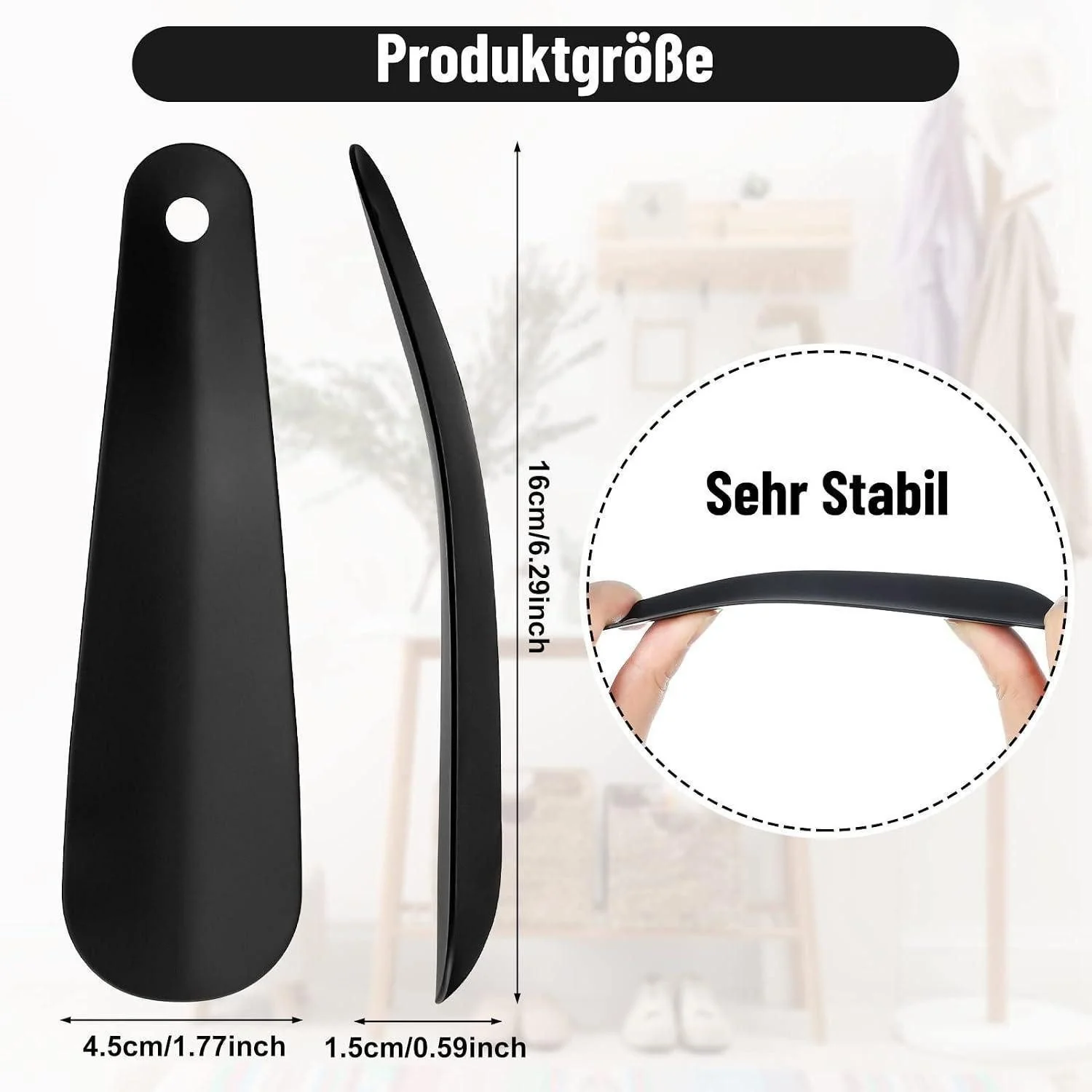 LUXUSKOLLEKTION Schuhlöffel Set 2er Metall 16 cm klein mit Loch