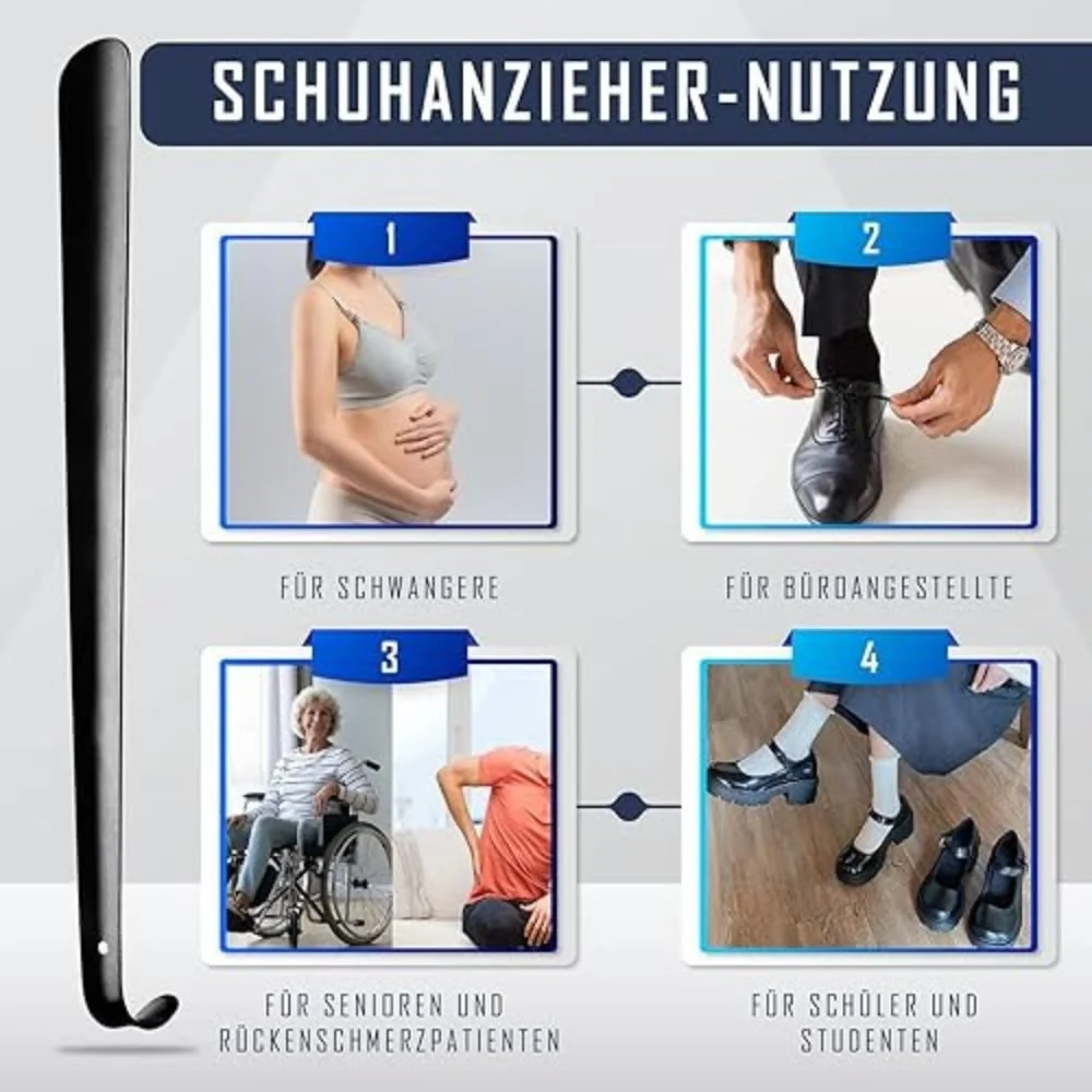 MONTEGONI Schuhlöffel 42 cm Edelstahl langer Schuhanzieher robust