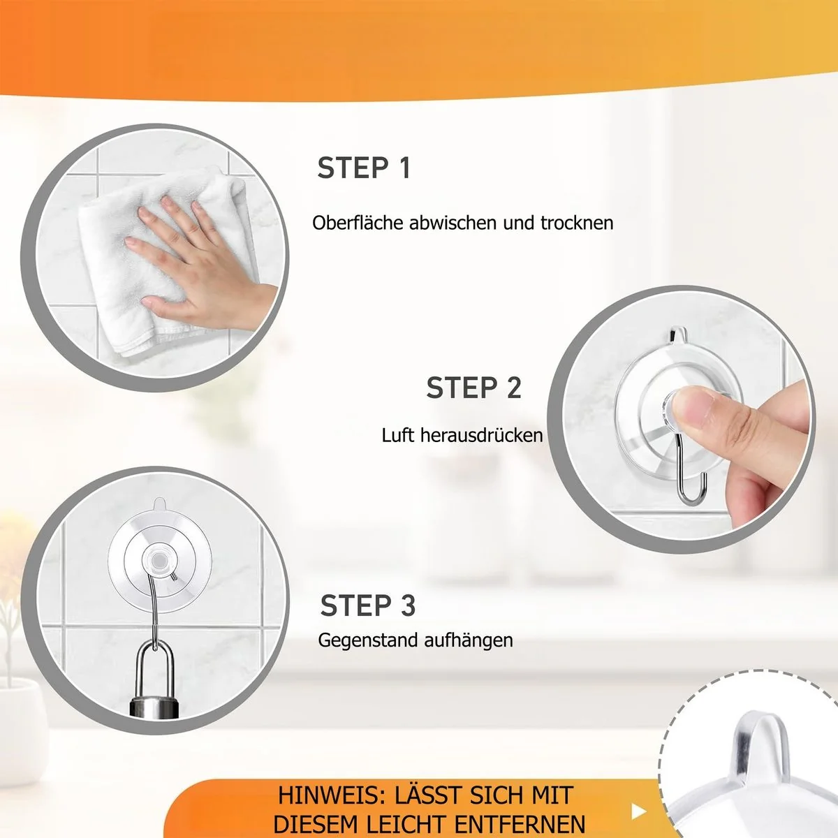 FOUORTUNATE-BEE Handtuchhaken Saugnapf 12er Set Edelstahl ohne Bohren
