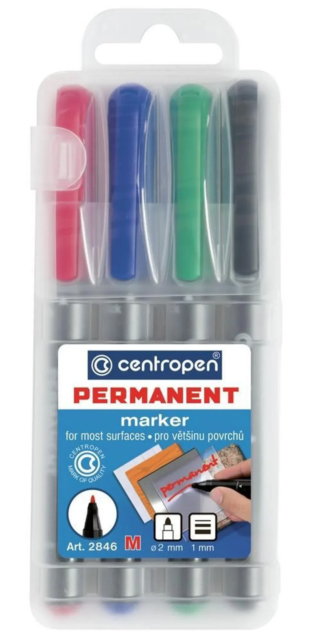 Centropen Permanentmarker 2846 – Rundspitze 1 mm, 4er-Set