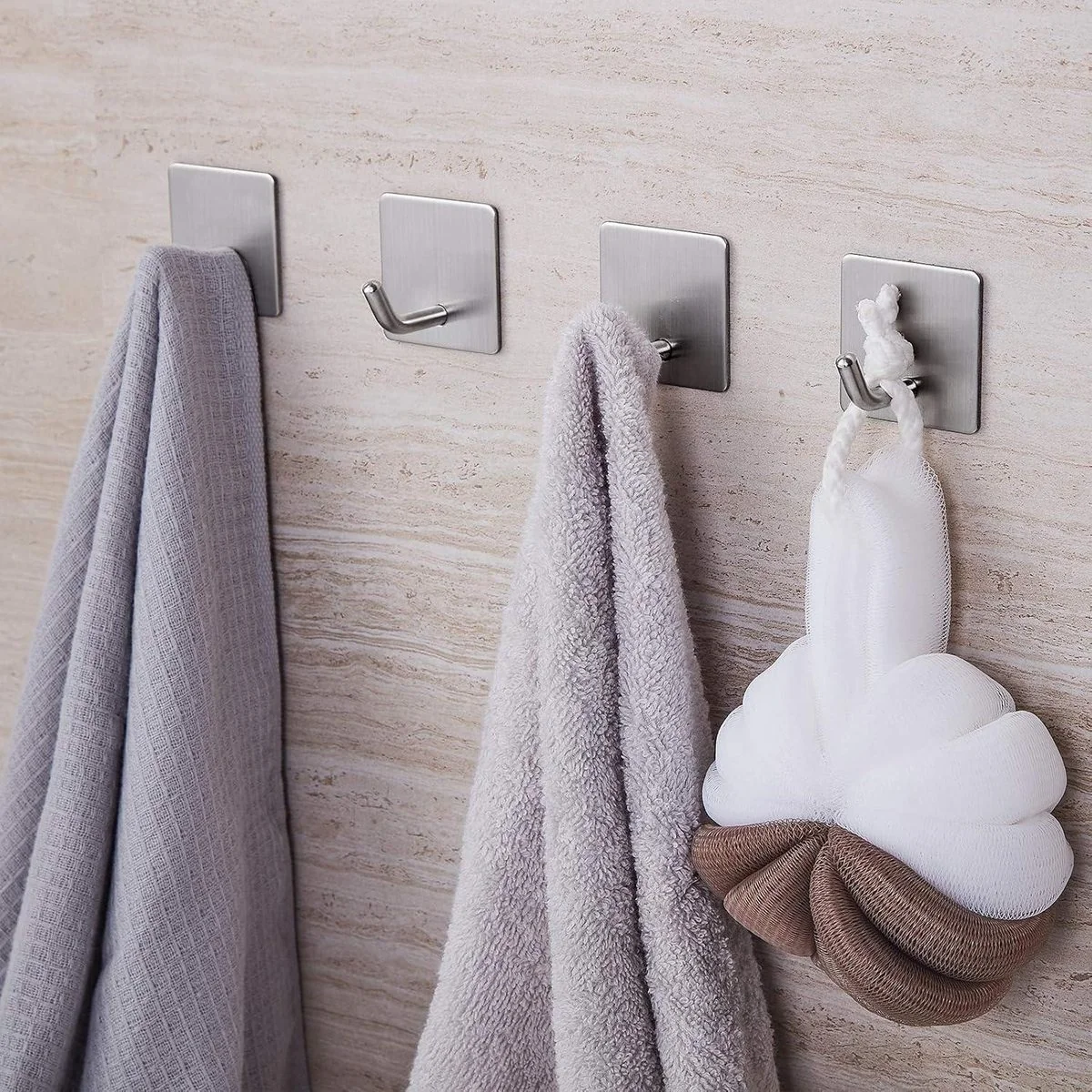 LUXUSKOLLEKTION Handtuchhaken selbstklebend SUS304 4er Set Silber
