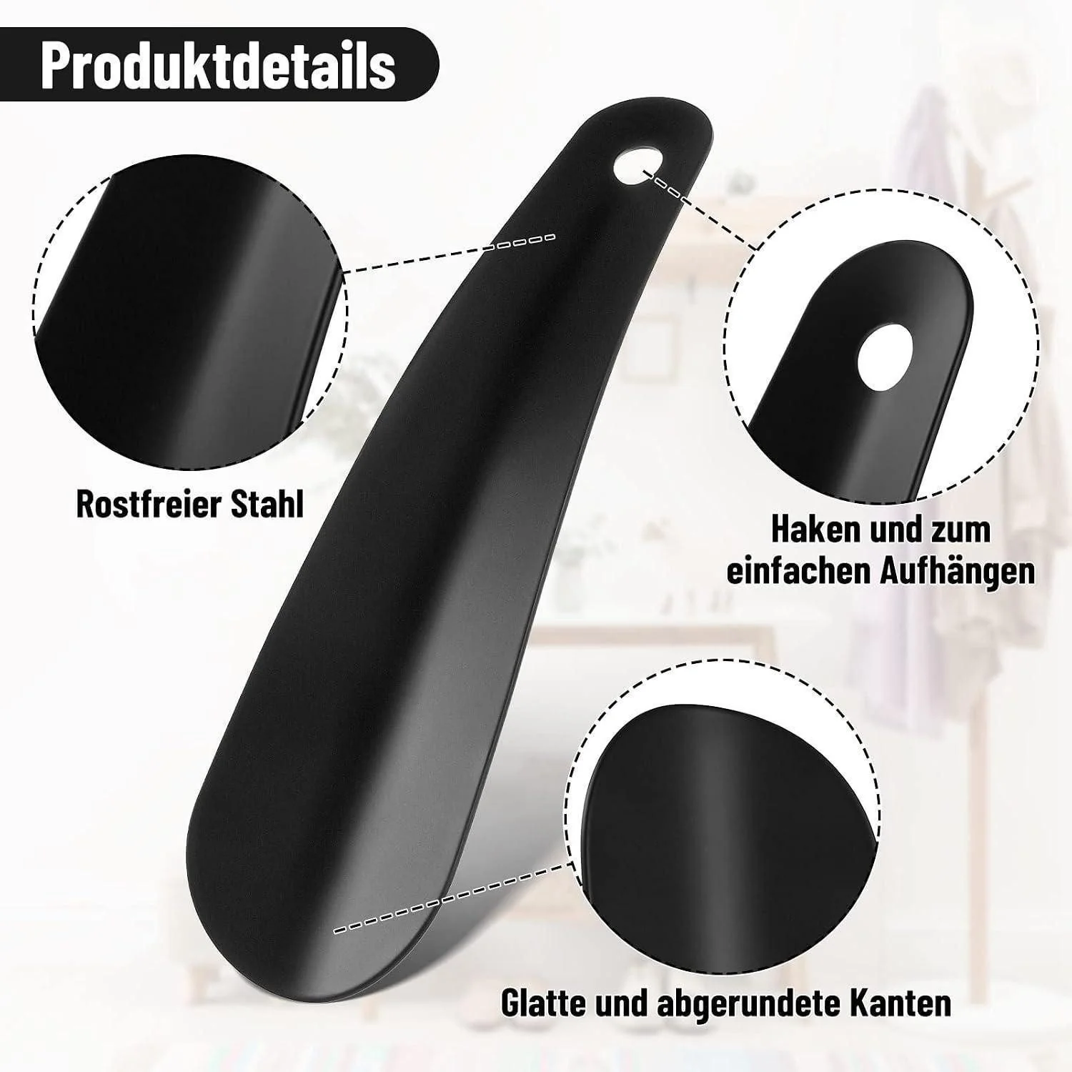 LUXUSKOLLEKTION Schuhlöffel Set 2er Metall 16 cm klein mit Loch