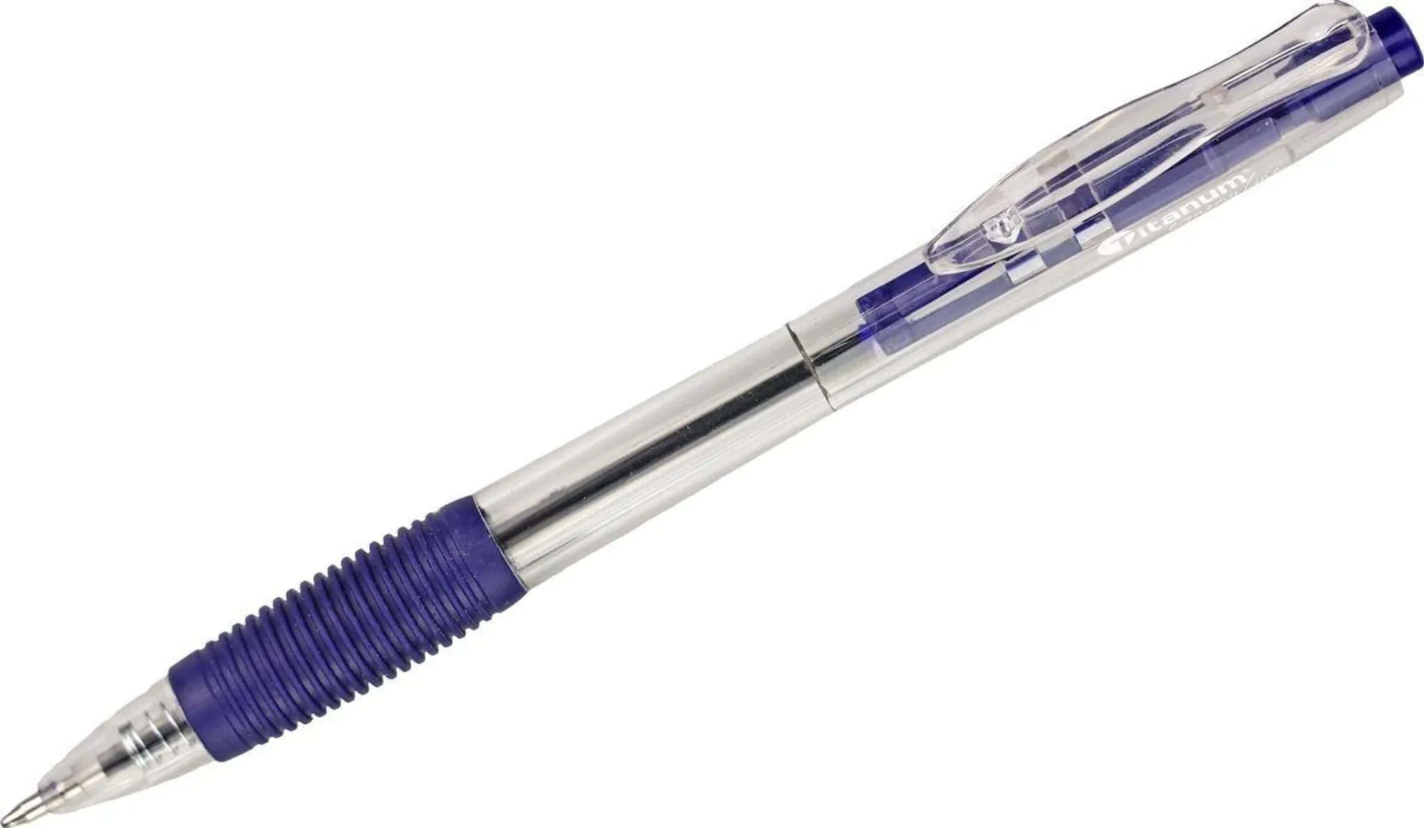 Ihr Firmenname Automatik-Kugelschreiber Grip Economy – Blau, 0,7 mm (Titanum)