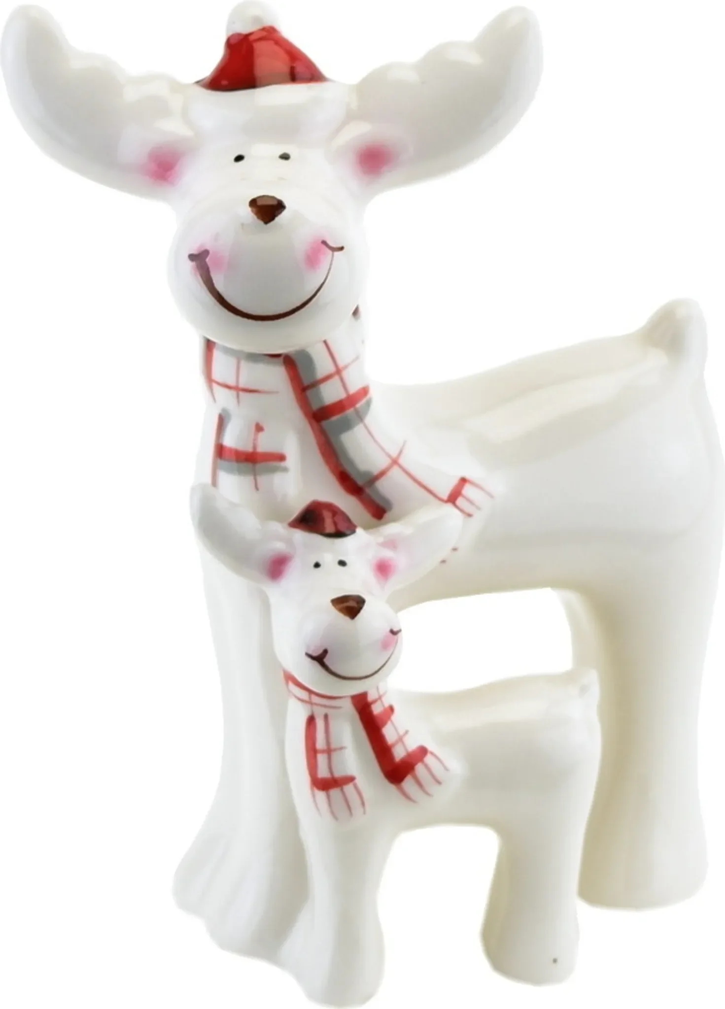 DOMMIO Rentier mit kleinem Rentier – Keramikfigur, 13 cm