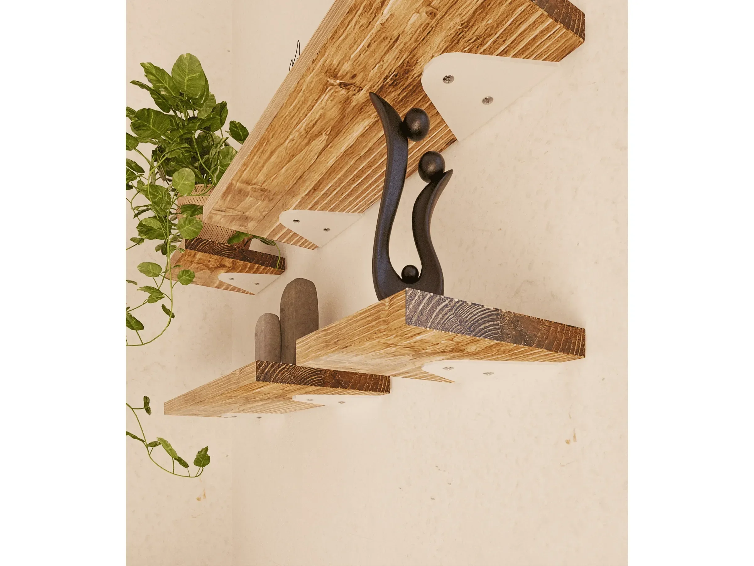 HEVVA Regalhalter STOLBERG 17 cm 2er Set Weiß für Wandregal