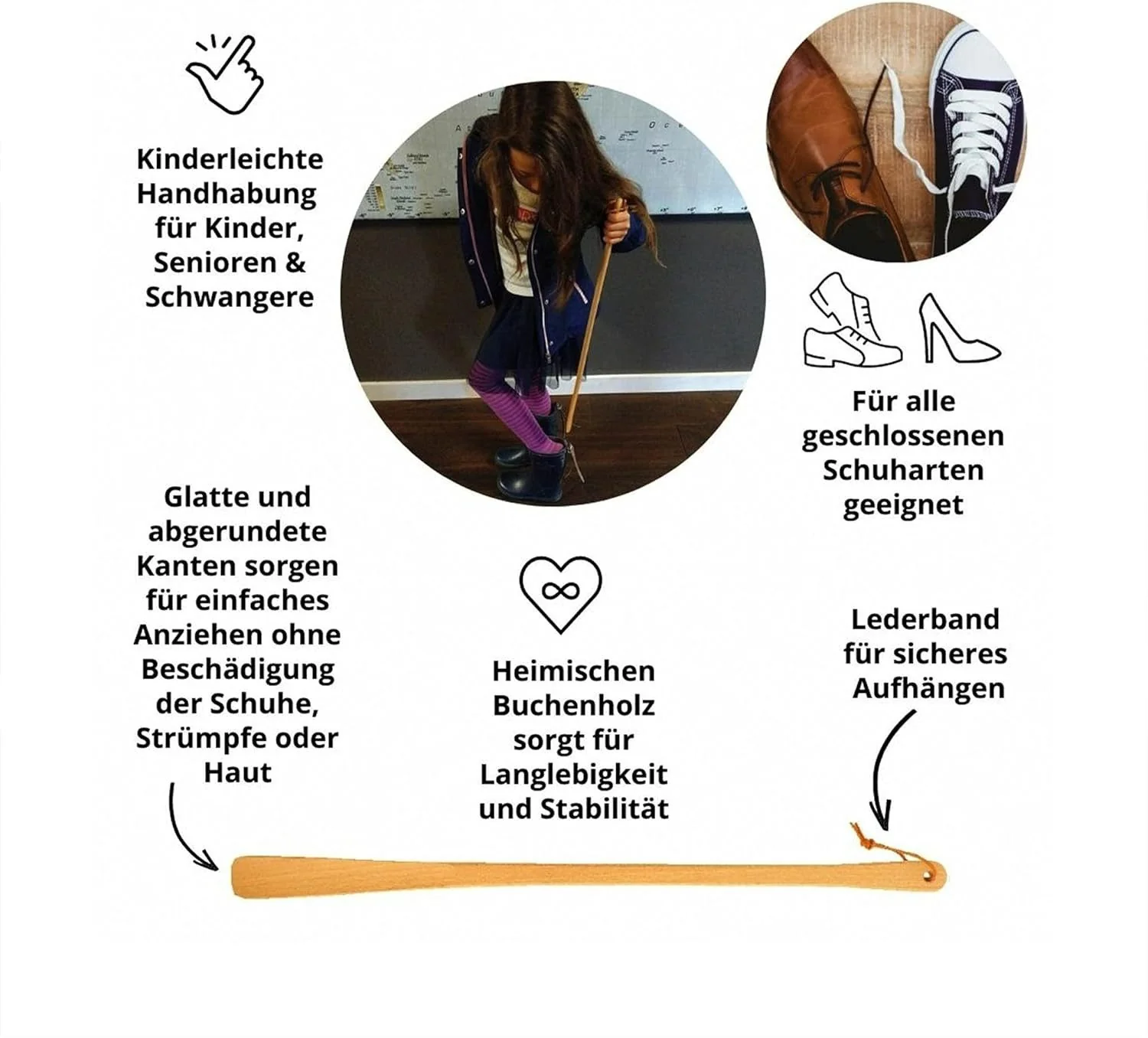 HOFMEISTER Schuhlöffel Schuhanzieher für bequemes Anziehen