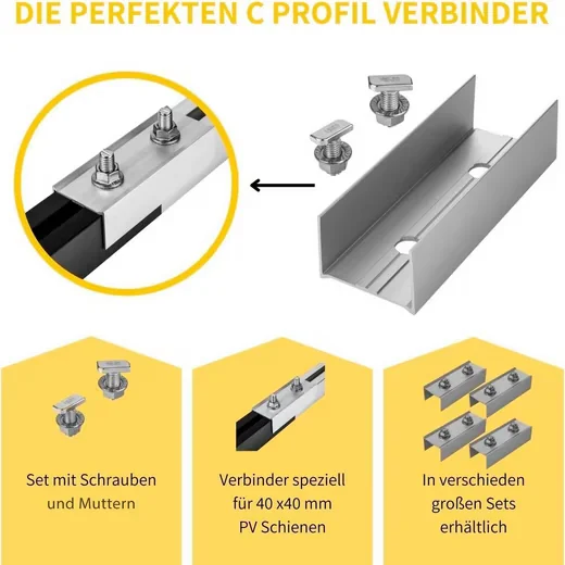 AVOLTIK C-Profilverbinder für PV Montageschiene Schienenverbinder