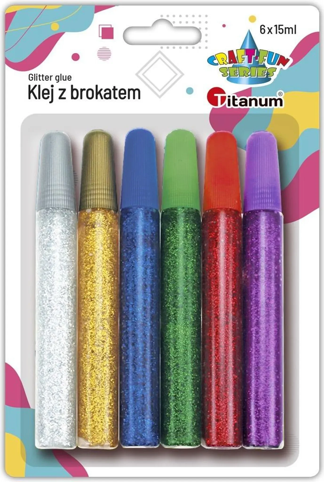 itenga Glitzerkleber Set – Titanum Craft-Fun Serie, 6 Farben × 15 ml