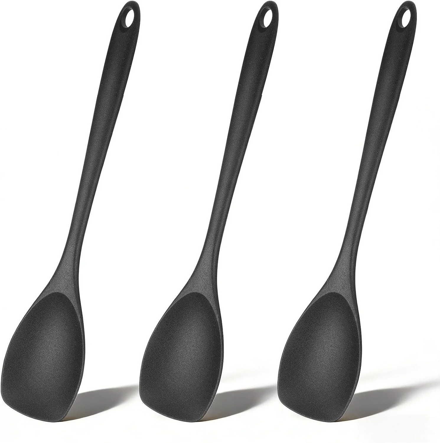 FELIXLEO Silikon Kochlöffel Set 6 Stück, 27 cm, schwarz, hitzefest