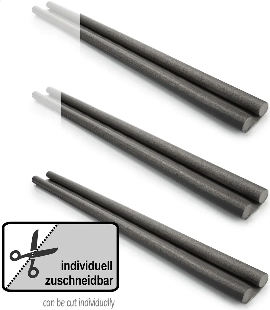 COM-FOUR 3er Set Zugluftstopper Tür doppelte Türbodendichtung 86 cm