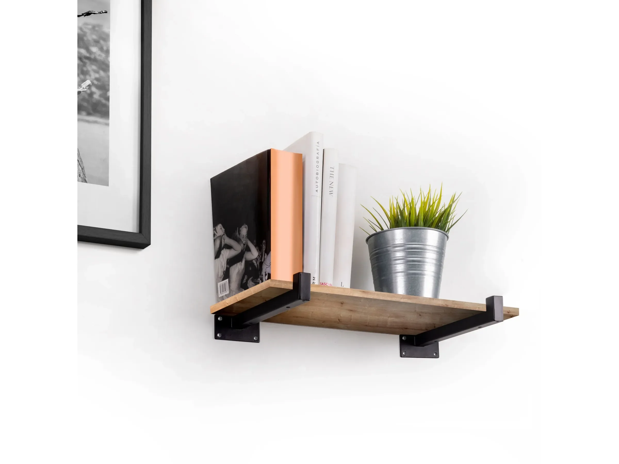 Emuca Regalträger Set für Holzregale, Vierkantrohr, Stahl, schwarz