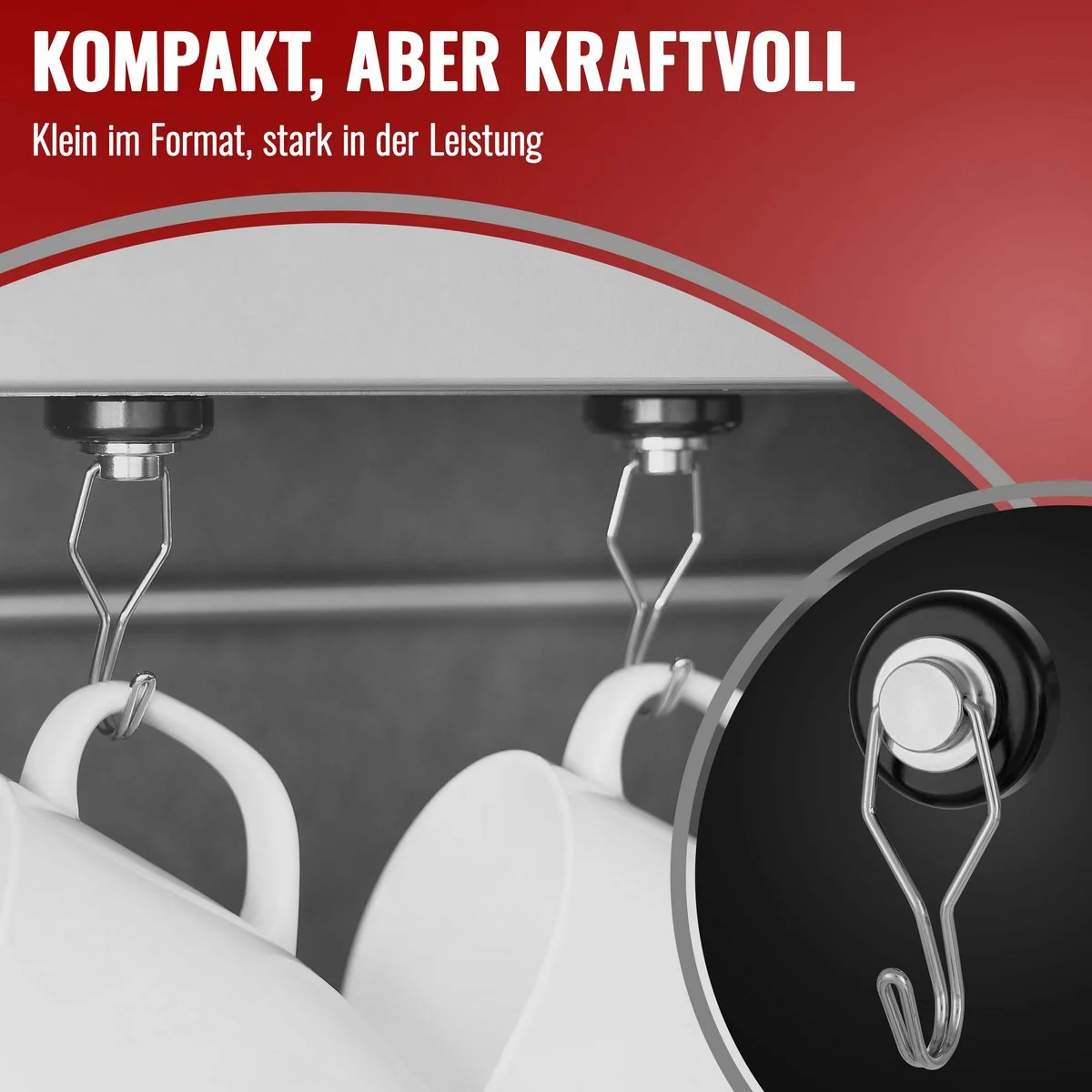 POPPSTAR Neodym Magnethaken extra stark drehbarer Kleiderhaken