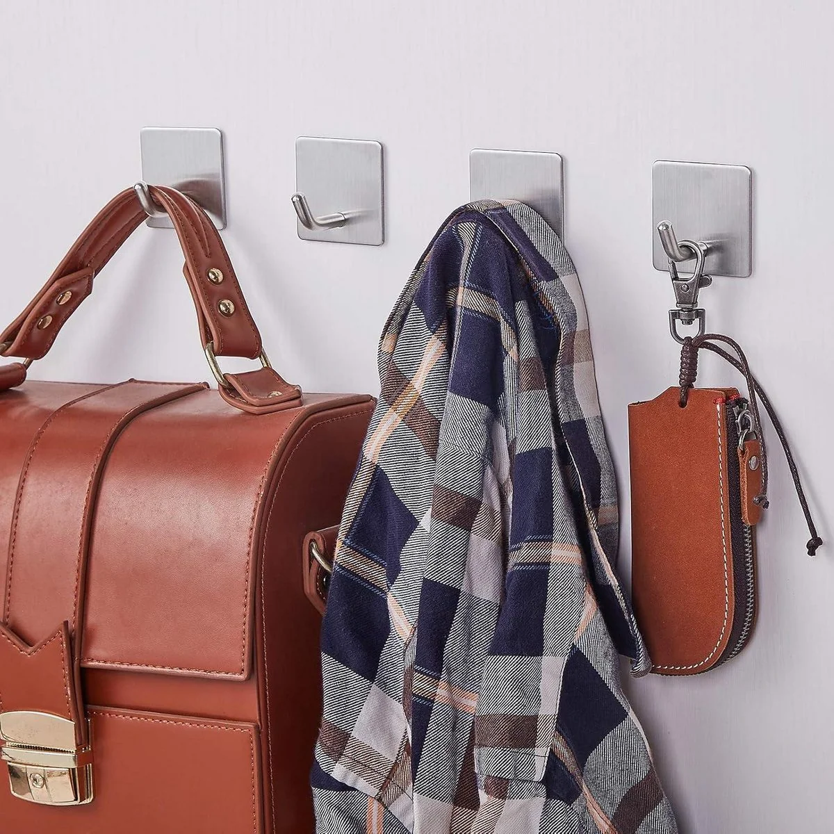 LUXUSKOLLEKTION Handtuchhaken selbstklebend SUS304 4er Set Silber