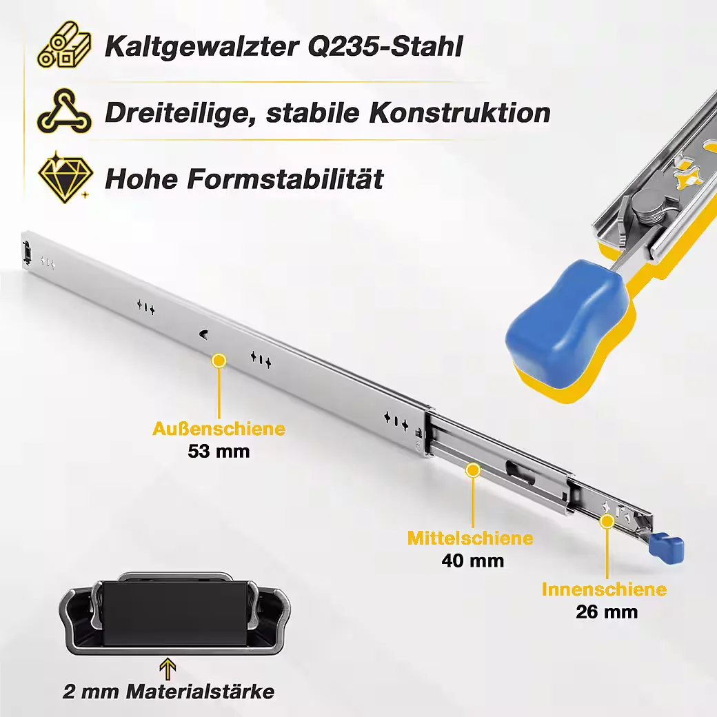 CLANMACY Schubladenschienen Vollauszug 350 mm 120kg verriegelt 1 Paar