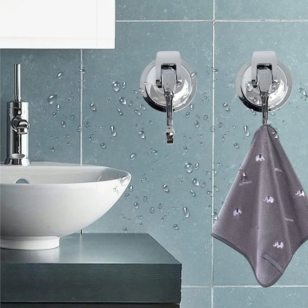 AURIVION Saugnapf-Wandhaken 4er Set ohne Bohren, extra stark