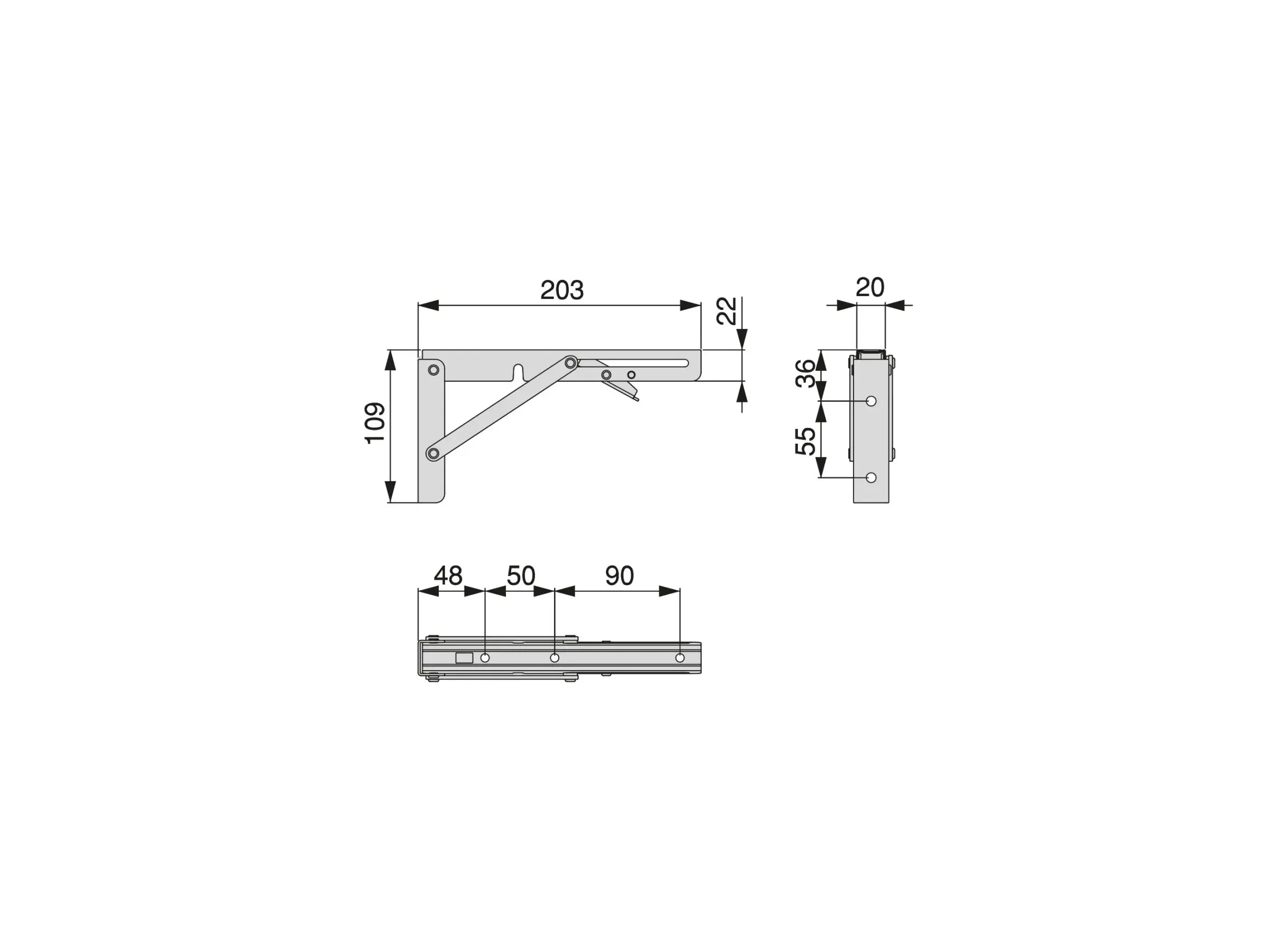 Emuca Klappbare Stützen Set 203 mm Stahl weiß lackiert