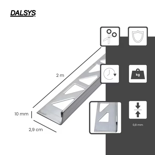 DALSYS Fliesenschiene L-Profil Edelstahl Fliesenprofil